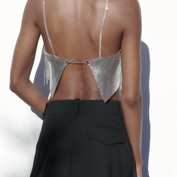 Zara crop rhinestone shingle top! Brand new never worn! - Picture 2 of 5